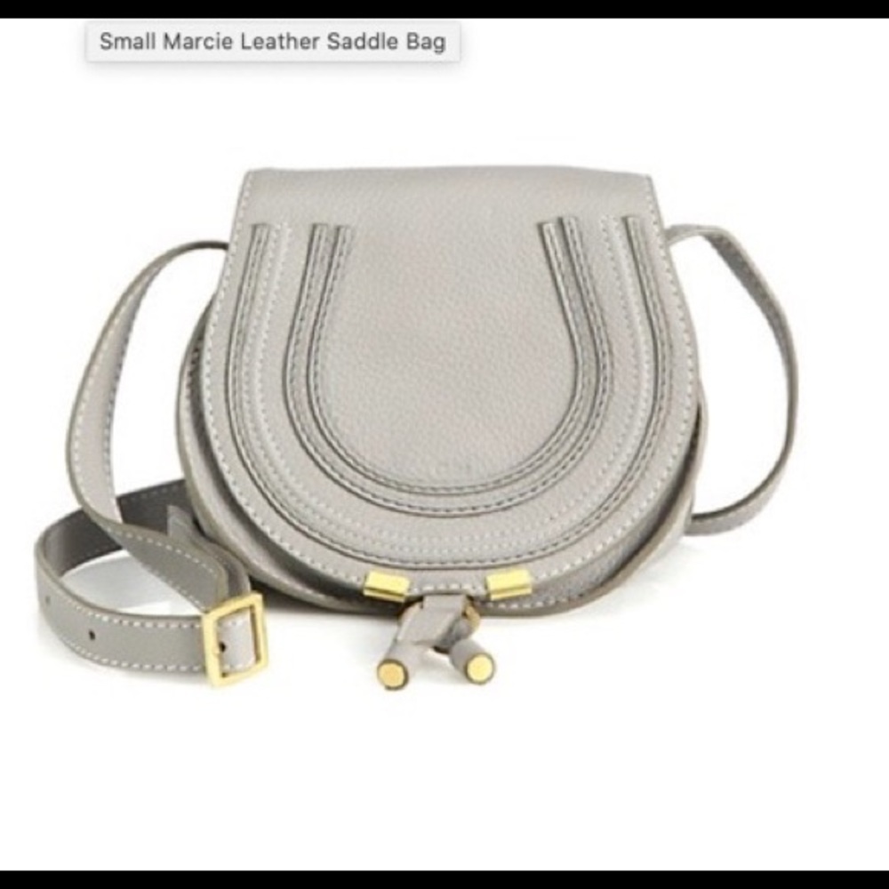 Chloe small Gray Marcie Leather Saddle Bag